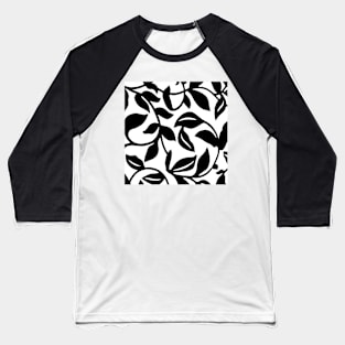 LEAVES AND VINES IN BLACK AND WHITE PATTERN Baseball T-Shirt